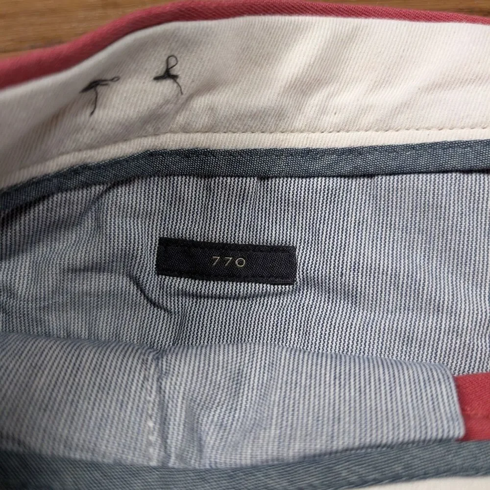 J Crew 770 Chino Pants Mens 34x34(33) Red Stretch Casual Flat Front Straight Leg
